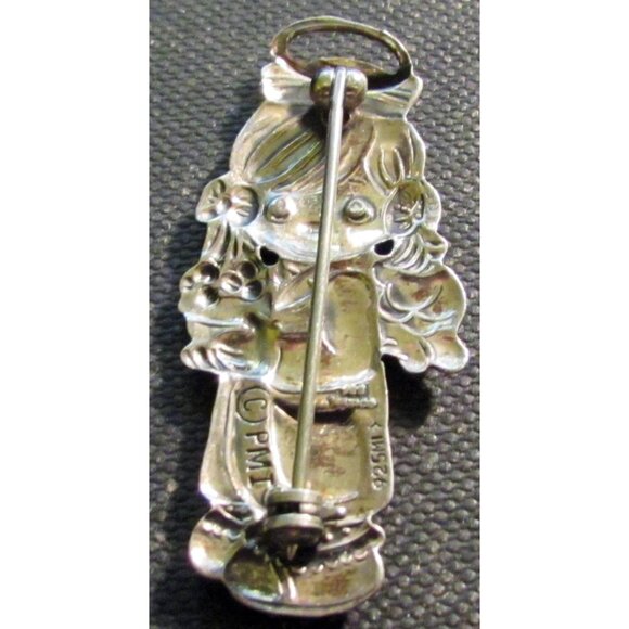 PRECIOUS MOMENTS Guardian Angel Girl Sterling Silver Brooch Pin  925 - Picture 2 of 2